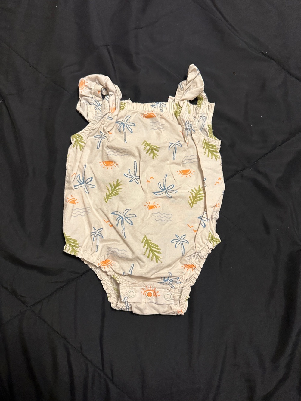 Carter's Cream One-Piece Bodysuit with Tropical Print (Green, Blue, Orange)